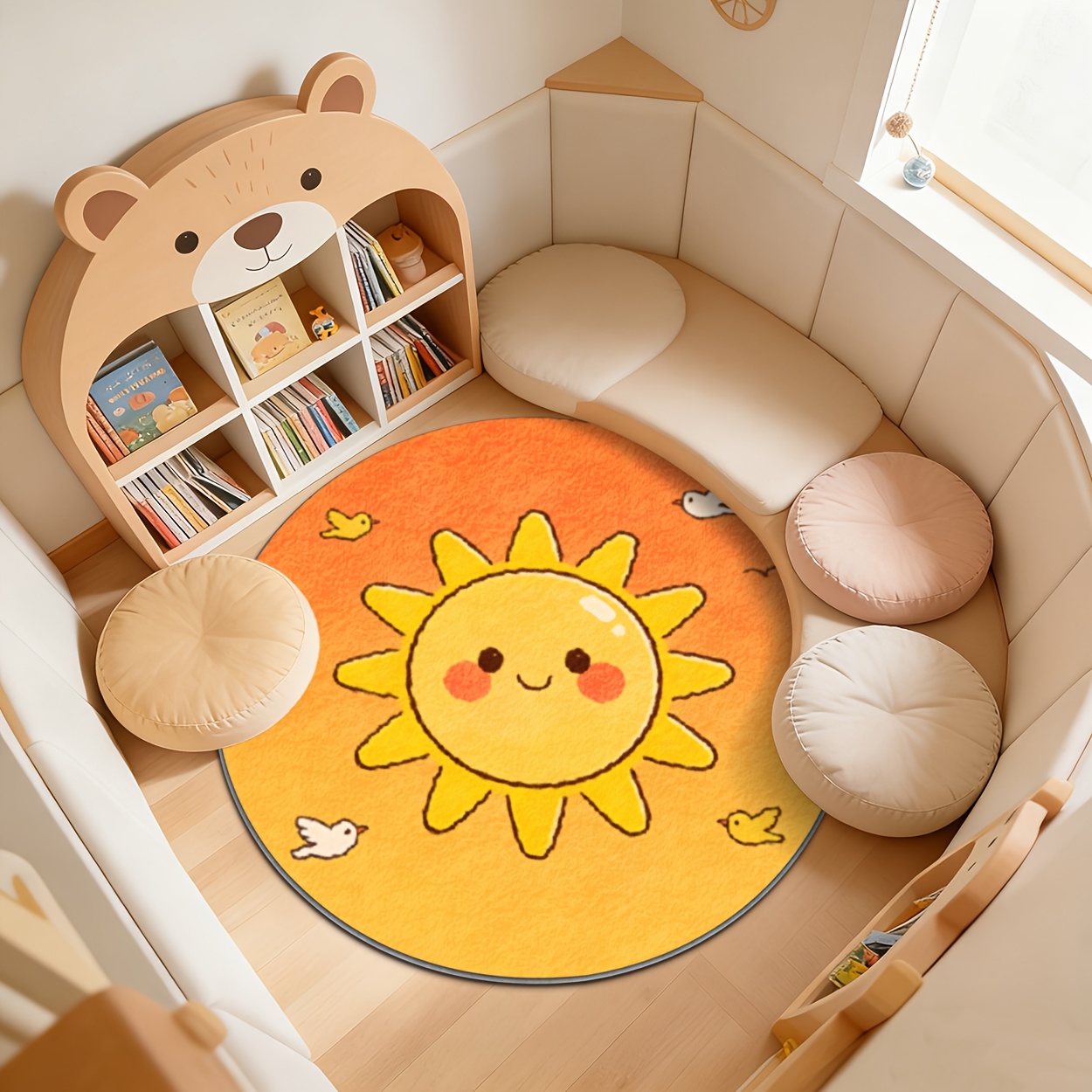 Baby Nursery Yellow - Tapis rond jaune pour enfants, tapis
