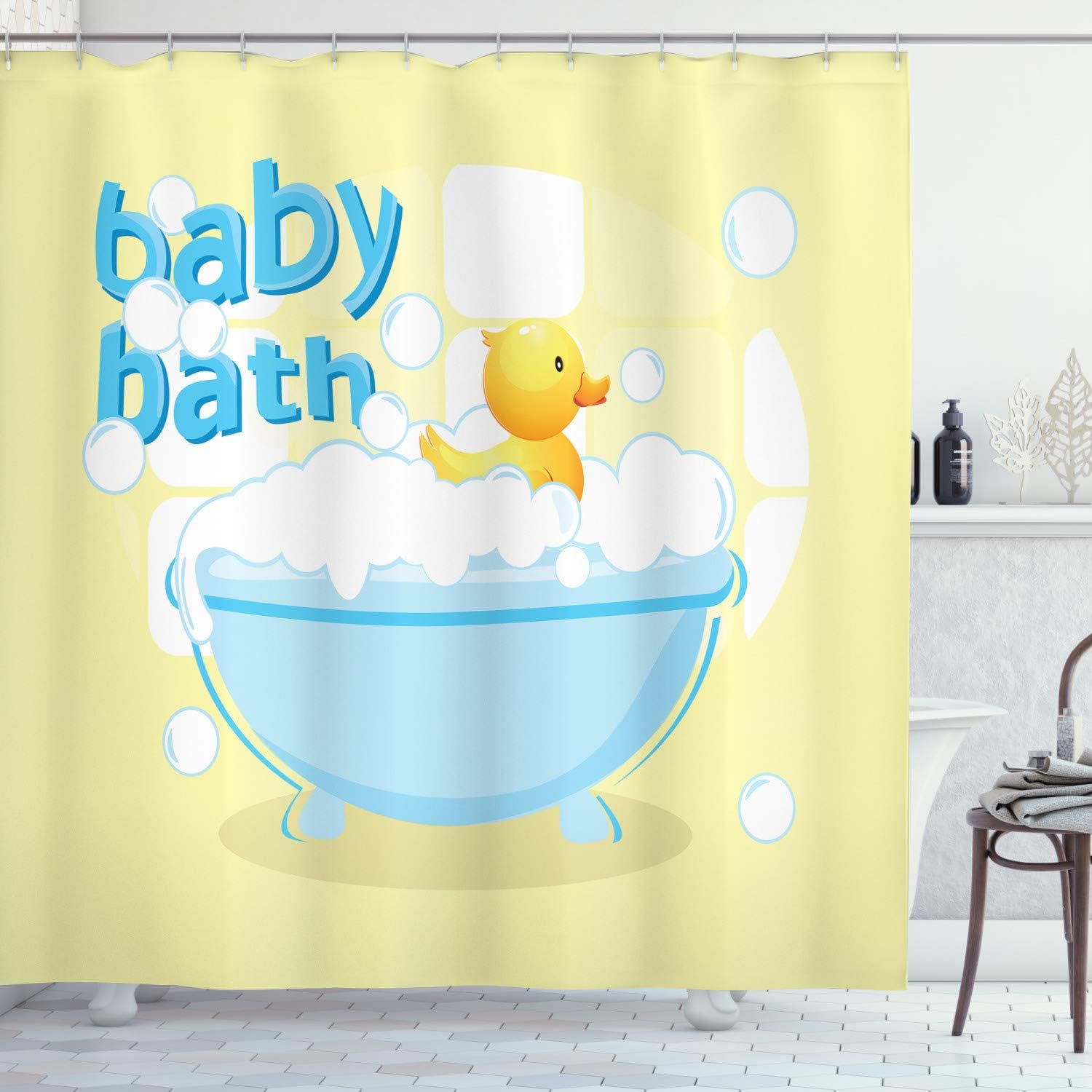 Baby Nursery Yellow - Rideau de douche jaune pour bébé,