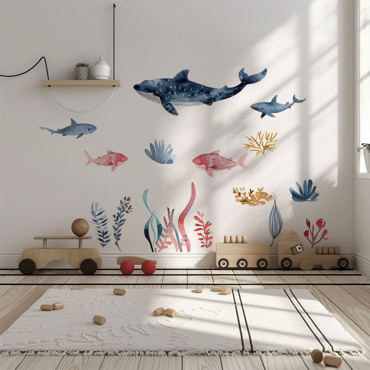 Baby Nursery Ocean - Stickers muraux animaux sous-marins, vie marine