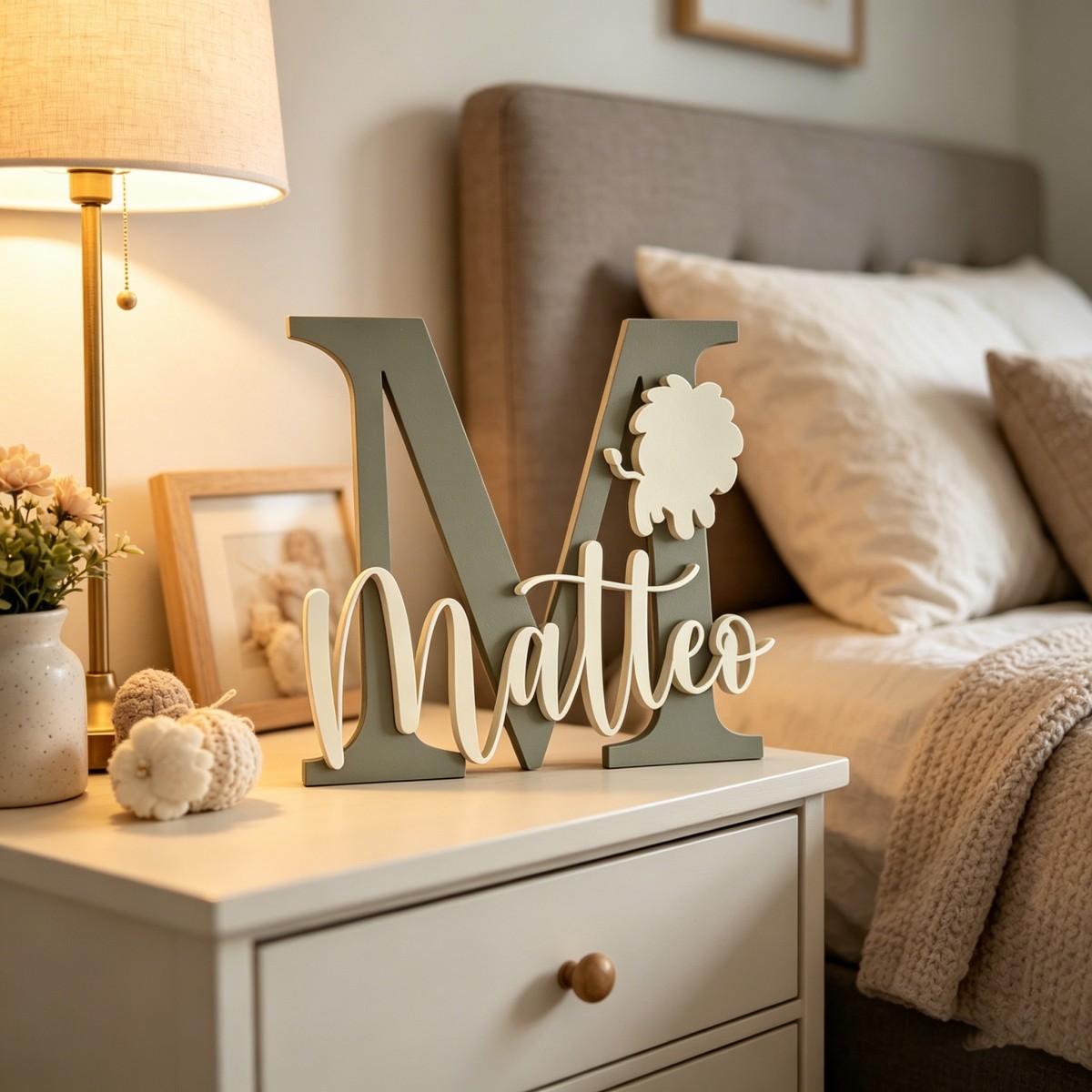 Baby Nursery Decorations - 1 plaque nominative en bois personnalisée