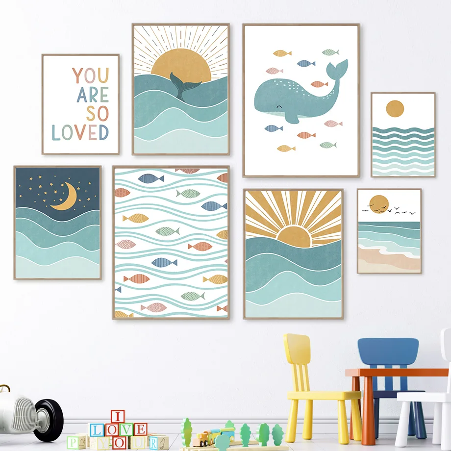 Baby Nursery Ocean - 1 pièce, tableau mural sans cadre