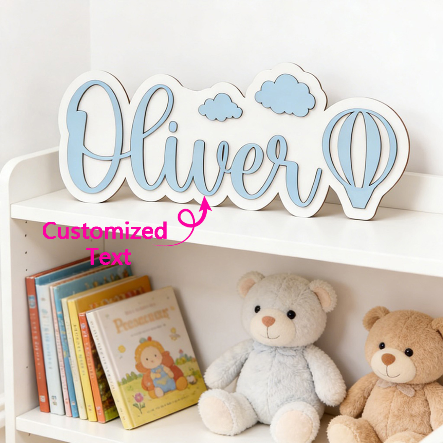 Baby Nursery Decorations - Panneau de chambre personnalisé avec nom,