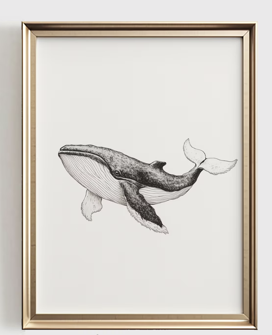 Baby Nursery Ocean - Impression d'art de baleine, décoration minimaliste