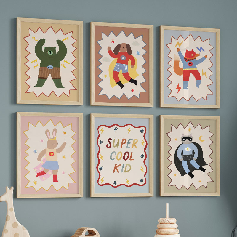 Animals Baby Nursery - Peinture sur toile murale pour chambre