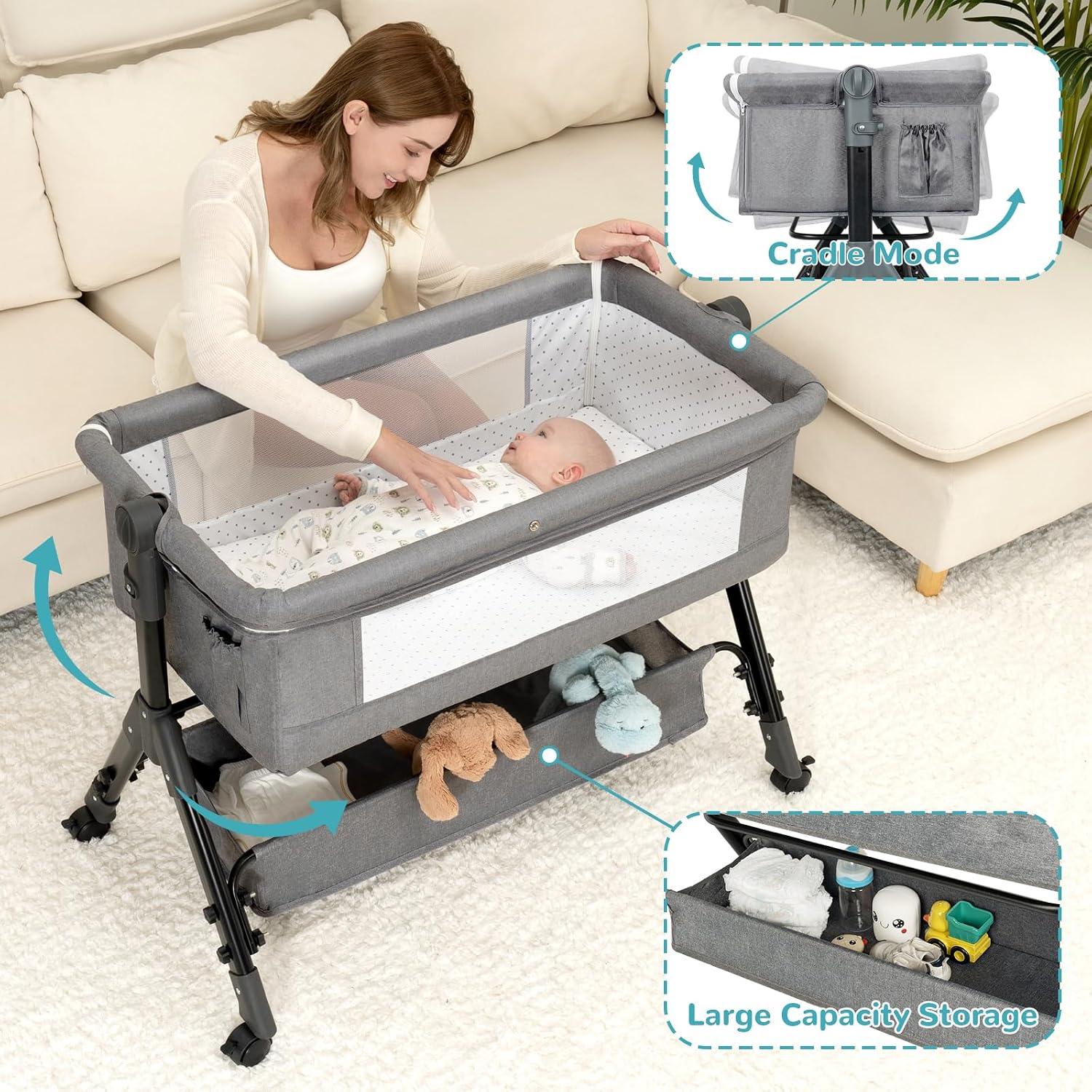 Lit bébé 3 en 1, berceau de ch - Bassinet Bedside Sleeper avis et prix