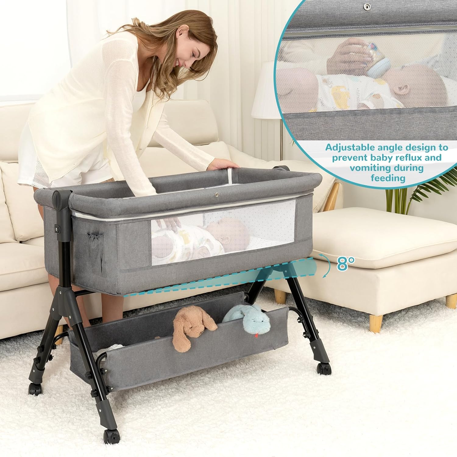 Lit bébé 3 en 1, berceau de ch - Bassinet Bedside Sleeper avis et prix