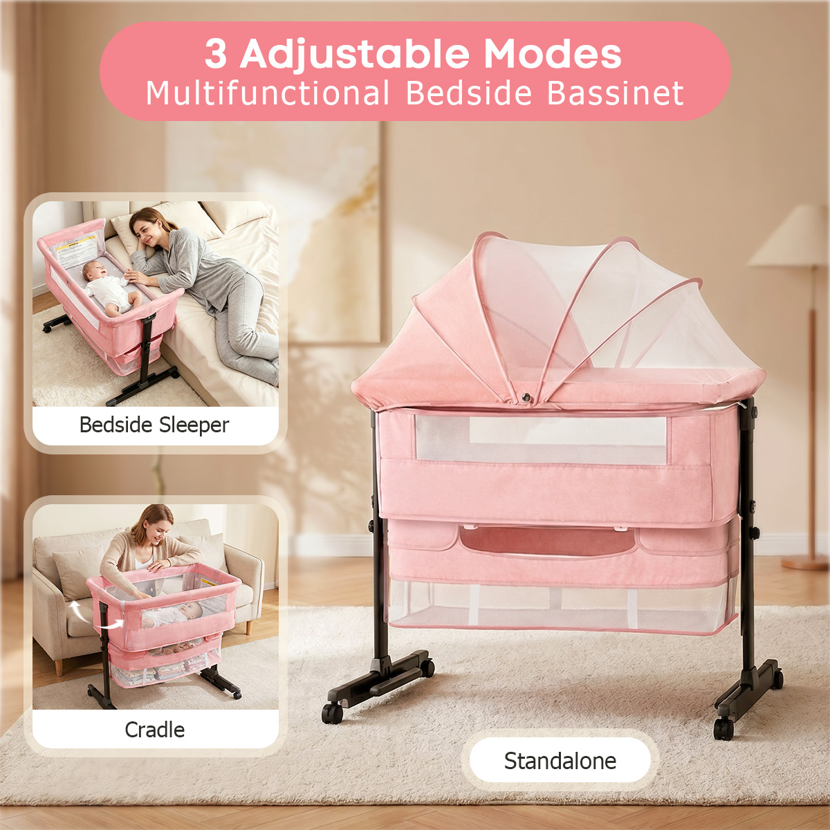 Lit bébé portable rose Kmaier  - Bassinet Bedside Sleeper avis et prix