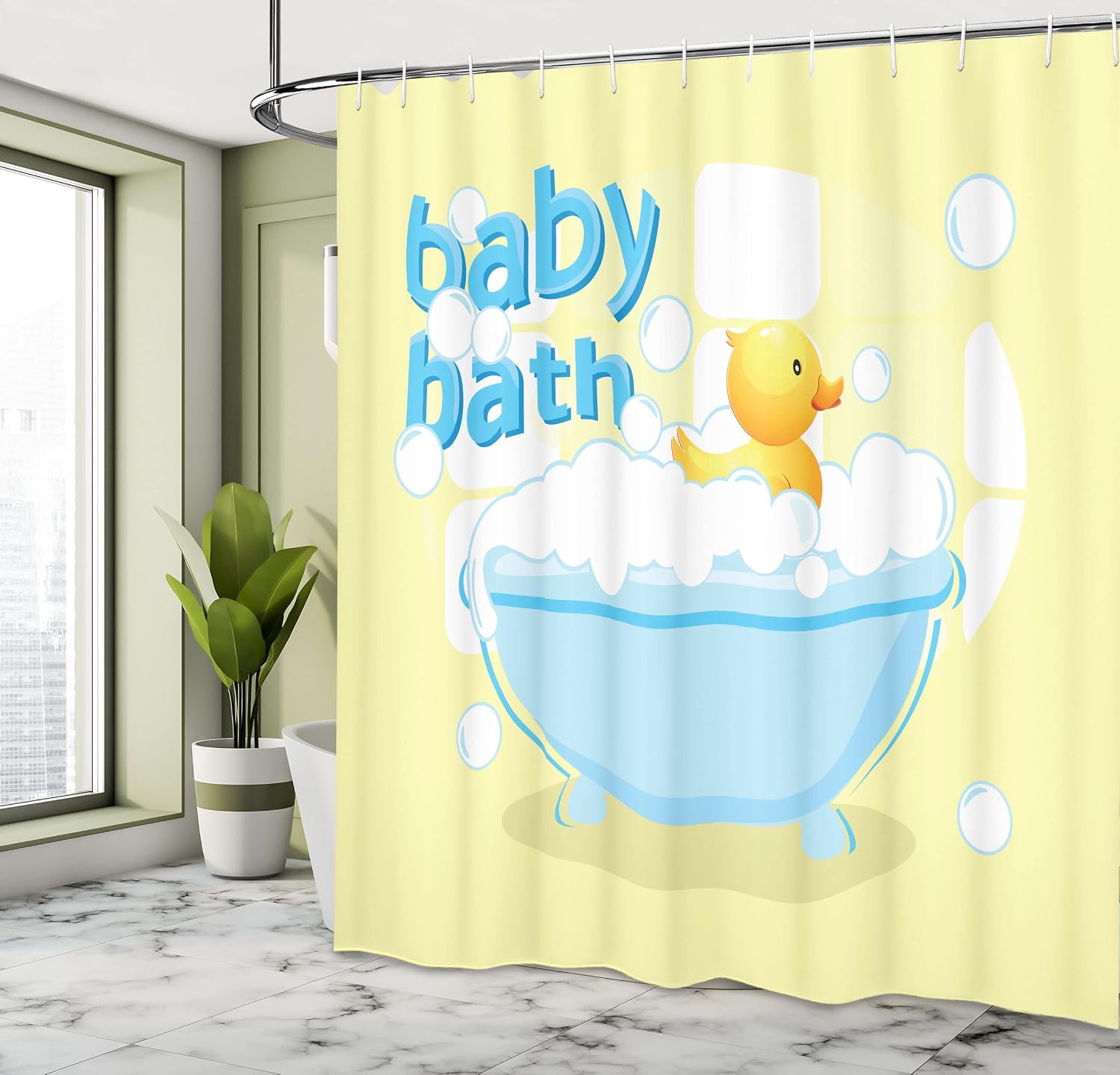 Rideau de douche jaune pour bé - Baby Nursery Yellow avis et prix