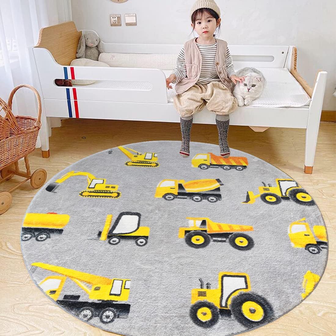 Tapis rond gris pour bébé, mot - Baby Nursery Yellow avis et prix