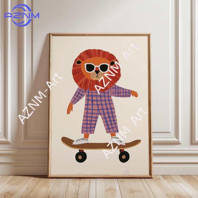 Affiche de skateboard amusante - Animals Baby Nursery avis et prix